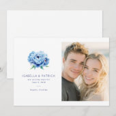 Joyful Blue Floral Photo セーブザデート (正面/裏面)