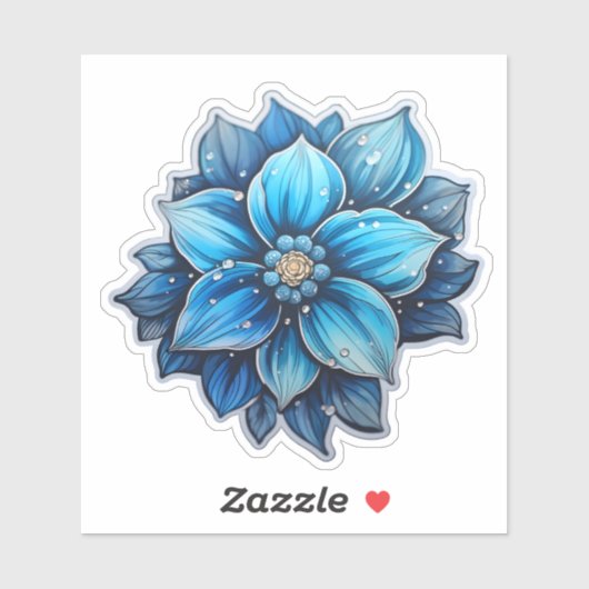 Joyful Blue Flower Holiday Sticker シール (シート)