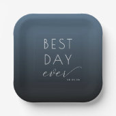 Joyful Blue Gradient Wedding Plates ペーパープレート (正面)