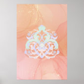 Joyful Blue Green Flower Art ポスター (正面)