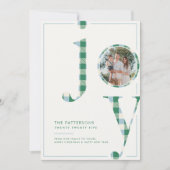 Joyful Blue Green Tartan Family Photo Christmas シーズンカード (正面)