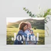 Joyful Blue Swirls写真クリスマス シーズンカード (スタンド正面)