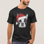 Joyful Boston Terrier Santa Dog on Boston Terrier  Tシャツ (正面)