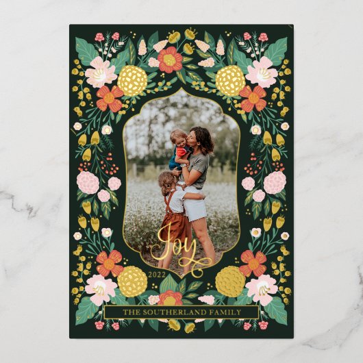 Joyful Botanicalフローラガーデンエレガントフォトフレーム 箔シーズンカード (正面)