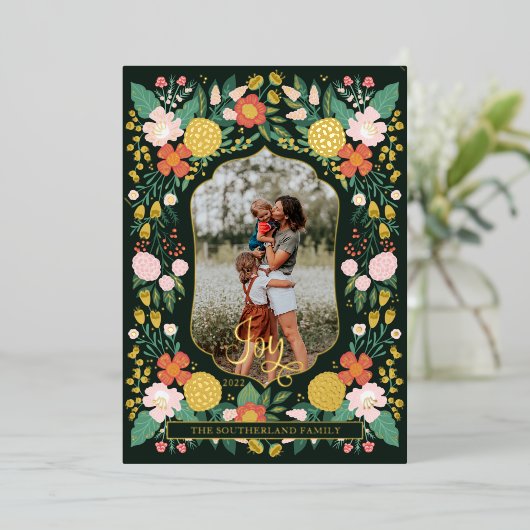 Joyful Botanicalフローラガーデンエレガントフォトフレーム 箔シーズンカード (立ち正面)