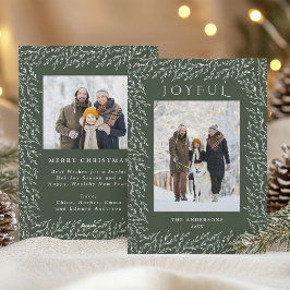 Joyful Botanical Christmas 2 Photo Hunter Green シーズンカード