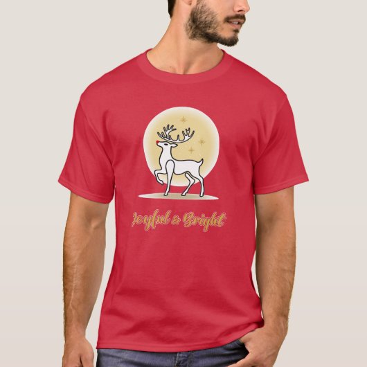 Joyful & Bright Christmas Reindeer Tシャツ (正面)