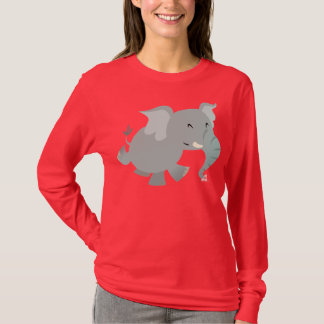 Joyful Cartoon Elephant Women Tシャツ