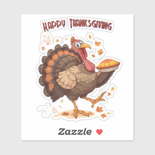 Joyful Cartoon Turkey Thanksgiving Sticker シール (シート)