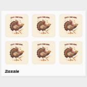 Joyful Cartoon Turkey Thanksgiving Sticker スクエアシール (シート)