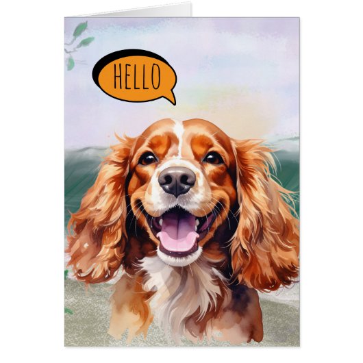 Joyful Cavalier King Charles Spaniel in Watercolo (正面)