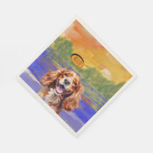 Joyful Cavalier King Charles Spaniel in Watercolo  スタンダードランチョンナプキン (角)