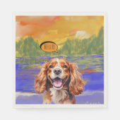 Joyful Cavalier King Charles Spaniel in Watercolo  スタンダードランチョンナプキン (正面)