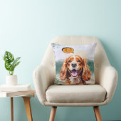 Joyful Cavalier King Charles Spaniel in Watercolor クッション (椅子)