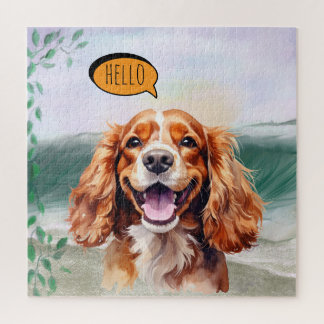 Joyful Cavalier King Charles Spaniel in Watercolor ジグソーパズル