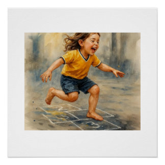Joyful Child Playing Hopscotch,  ポスター