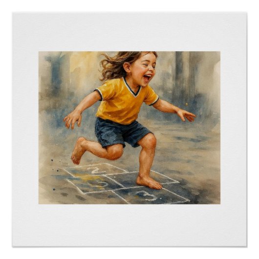 Joyful Child Playing Hopscotch,  ポスター (正面)