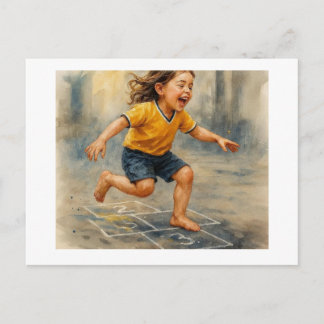 Joyful Child Playing Hopscotch,  ポストカード
