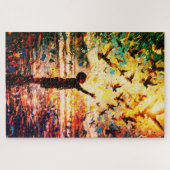 Joyful Child Playing with Birds Sunrise Water ジグソーパズル (横)