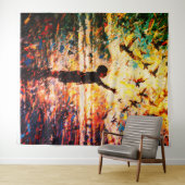 Joyful Child Playing with Birds Sunrise Water タペストリー (インサイチュ(横))