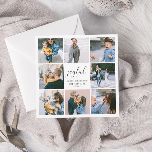 Joyful Christmasスクリプトシンプルフォトコラージュ シーズンカード