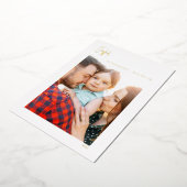 Joyful Christmasスクリプト縦型独身の写真金ゴールド 箔シーズンカード (回転した状態)