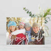Joyful Christmasトレンディー手書きスクリプトフォト シーズンカード (スタンド正面)