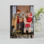 Joyful Christmasヴィンテージ金ゴールドファミリーフォトカード 箔シーズンカード (立ち正面)