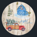 JOYFUL CHRISTMAS – カントリー素朴・ホリデー・シーン ラウンドシール<br><div class="desc">国の素朴ステッカーはそのようなおもしろいデザインを持つ。クリスマスツリーを持って帰ってくる古いヴィンテージのトラックがある。背景には青い農家が並び、クリスマスのリースが飾られ、メールボックスと雪だるまが雪に覆われたクリスマスツリーを守っている。北の星は全景に輝き、雪片があちこちを飛び回っている。タイポグラフィ読の喜びクリスマス青で。これは、ギフト、クリスマスカードや商品をシールするのに最適なおもしろい、カラフルシール焼いたである。その他のデザインは私のショップで利用可能www.zazzle.com/digiscrapthat</div>
