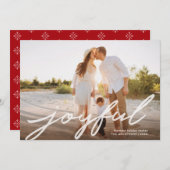 Joyful Christmas モダン手書きスクリプト写真 シーズンカード (正面/裏面)