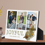 Joyful Christmas 素朴 Pine Sprig Photo Collage フォトプラーク<br><div class="desc">あなたの写真とエレガント一緒にあなたの家族のクリスマスプお気に入りのラークを送る。</div>