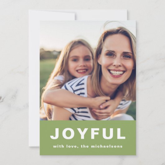 Joyful Christmas 鮮やか Green Two Photo Collage シーズンカード (正面)