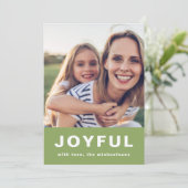 Joyful Christmas 鮮やか Green Two Photo Collage シーズンカード (スタンド正面)