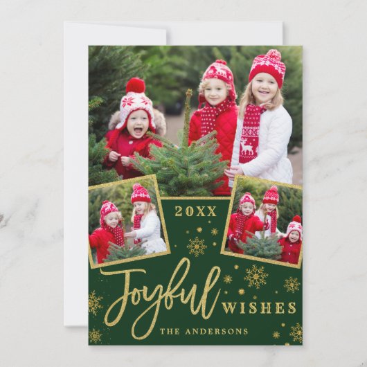 Joyful Christmas 3 PHOTO Holiday Greeting カード (正面)