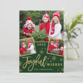 Joyful Christmas 3 PHOTO Holiday Greeting カード (スタンド正面)