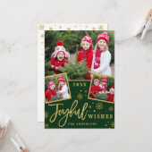 Joyful Christmas 3 PHOTO Holiday Greeting カード (正面/裏面インサイチュ)