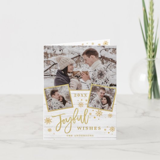 Joyful Christmas 3 PHOTO Holiday Greeting Holder カード (正面)