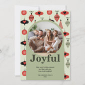 Joyful Christmas 4ファミリーフォトコラージンググリーンアーチ シーズンカード (正面)