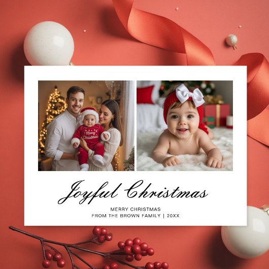 Joyful Christmas Classic Family Greeting Card シーズンカード
