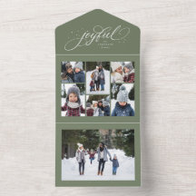 Joyful Christmas collage 7 photo green tri fold