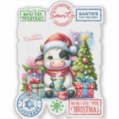 Joyful Christmas Cow With Gifts! シール (正面)