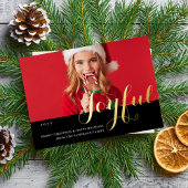 Joyful Christmas Familyフォトスクリプモダント 箔招待状