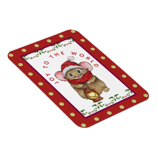 Joyful Christmas mouse greeting card マグネット (右側)