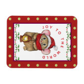 Joyful Christmas mouse greeting card マグネット (横)