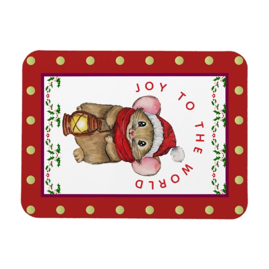 Joyful Christmas mouse greeting card マグネット (横)