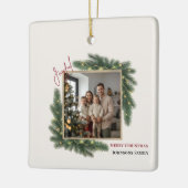 Joyful Christmas Personalized Family Photo  セラミックオーナメント (左)