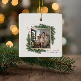 Joyful Christmas Personalized Family Photo  セラミックオーナメント