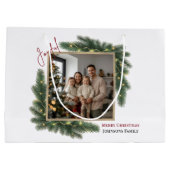Joyful Christmas Personalized Family Photo Gift Ba ラージペーパーバッグ (裏面)