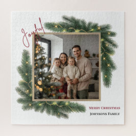Joyful Christmas Personalized Family Photo Puzzle ジグソーパズル
