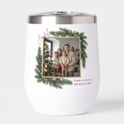 Joyful Christmas Personalized Photo Family Tumbler (正面)